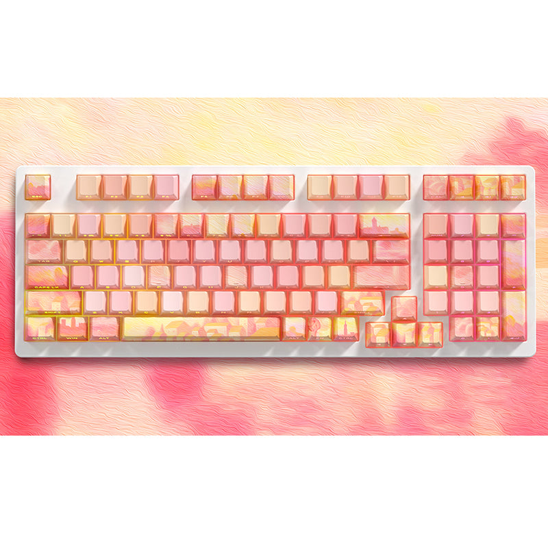 PIIFOX CKC-02 Pink Oil Painting OEM Profile Keycap Set 130 Keys