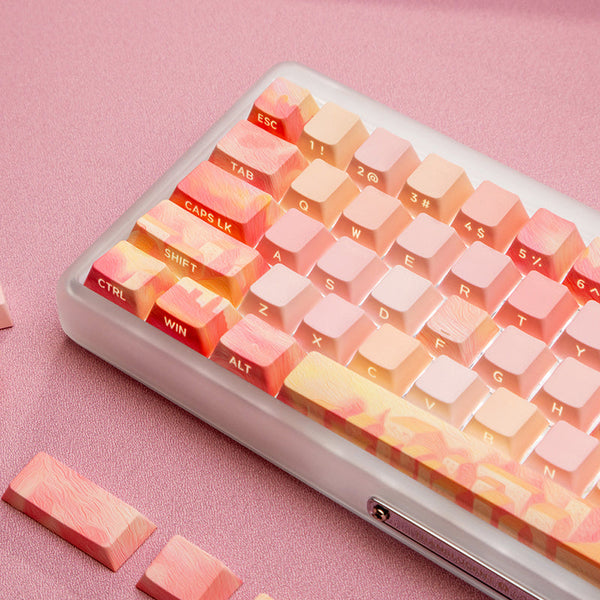 PIIFOX CKC-02 Pink Oil Painting OEM Profile Keycap Set 130 Keys