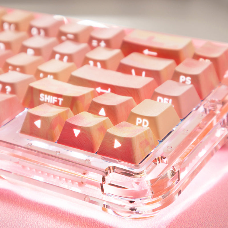 PIIFOX CKC-02 Pink Oil Painting OEM Profile Keycap Set 130 Keys