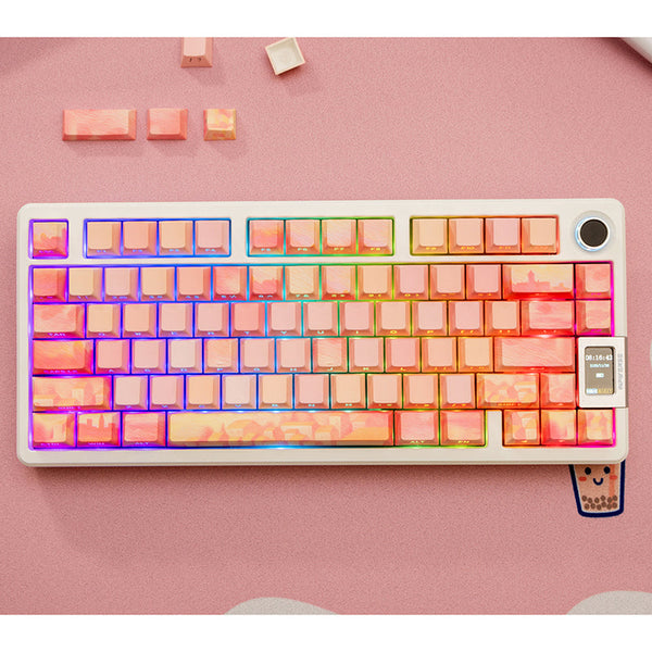 PIIFOX CKC-02 Pink Oil Painting OEM Profile Keycap Set 130 Keys