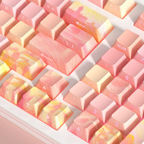 PIIFOX CKC-02 Pink Oil Painting OEM Profile Keycap Set 130 Keys