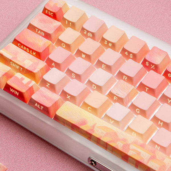 PIIFOX CKC-02 Pink Oil Painting OEM Profile Keycap Set 130 Keys