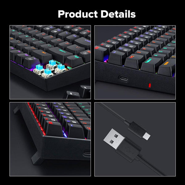 Redragon K629-KB Rainbow LED Backlight Mechanical Gaming Keyboard