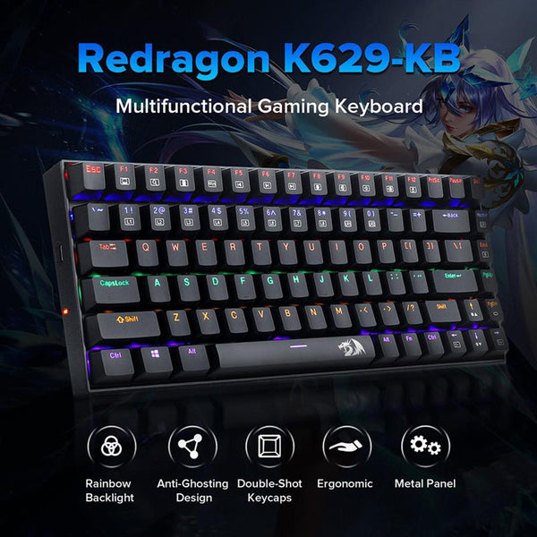 Redragon K629-KB Rainbow LED Backlight Mechanical Gaming Keyboard