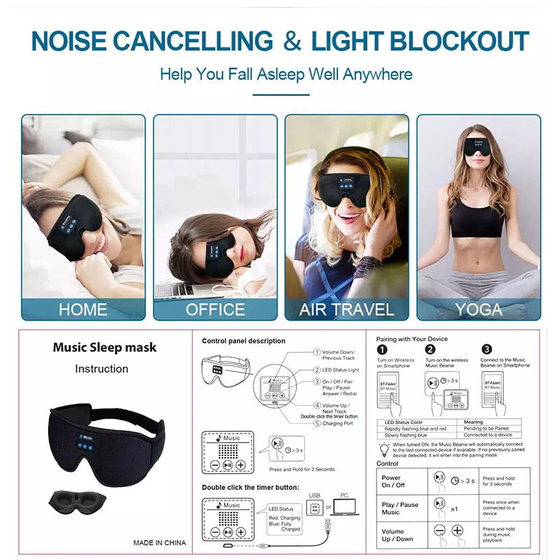 Sleep Headphones Wireless 3D Music Eye Mask Relax Eyes After Gaming