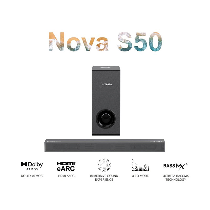 Nova S50 ULTIMEA サウンドバー Dolby Atmos ブラック ULTIMEA Nova S50 - The World's Slimmest Dolby Atmos 2.1 Soundbar