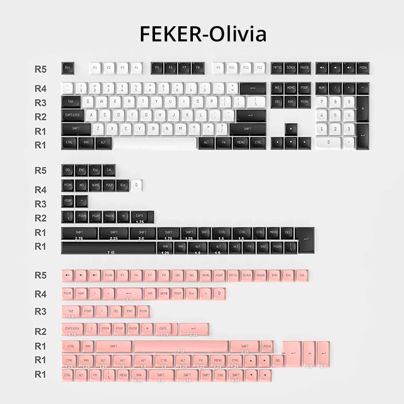 FEKER 226 Keys CSA Profile PBT Doubleshot Keycap Set - 8008