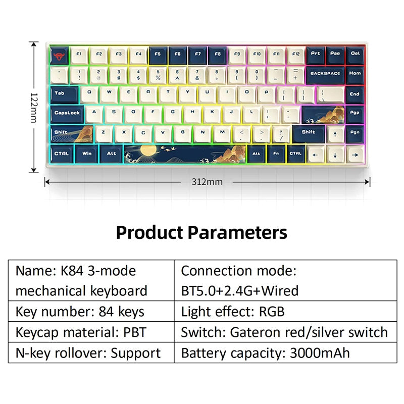 iBlancod K84 Wireless Mechanical Keyboard